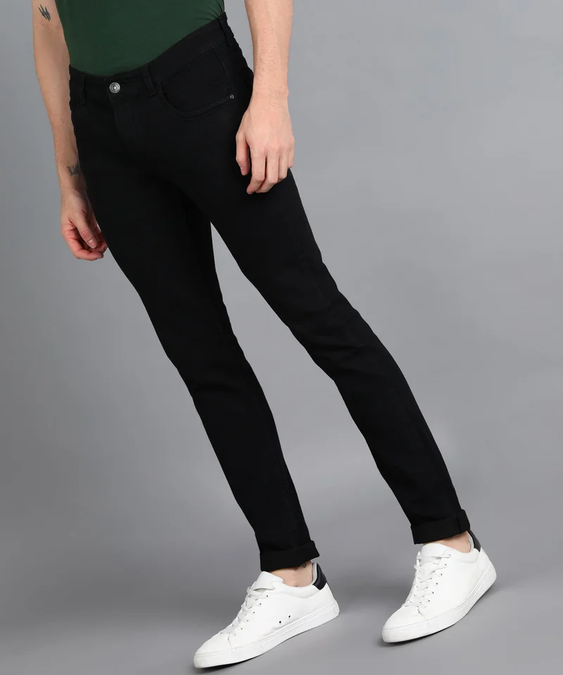 أوربانو فاشن Urbano Fashion Men's Black Slim Fit Washed Jeans Stretchable